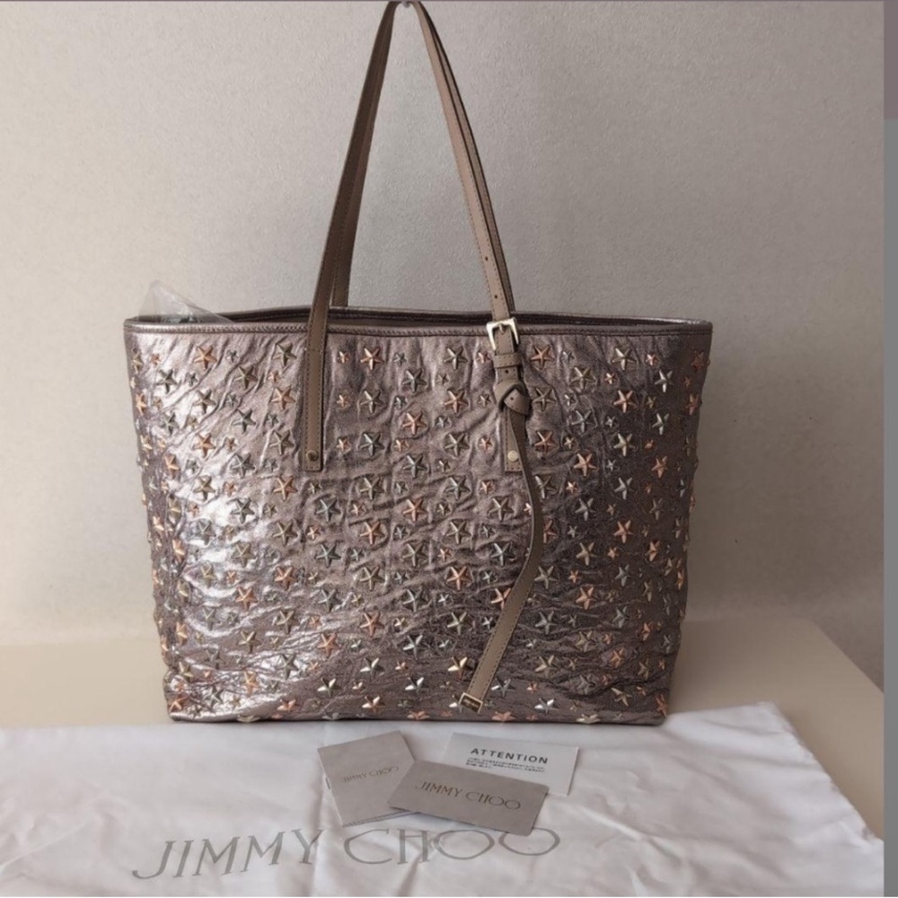 Jimmy Choo studded Metallic Tote Bag